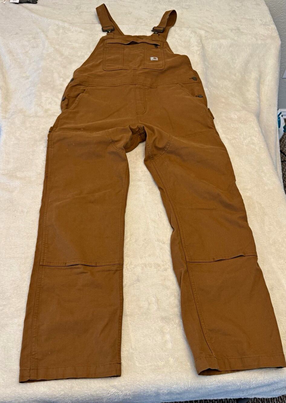 Carhartt Women s Brown Canvas Cotton/Elastane Loose Fit Bib Overalls OR2438-W